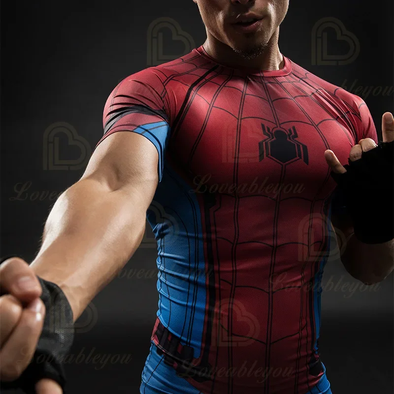 Dis Captain Cosplay T-shirt Gard Running Shirt Short Sleeve Compression Shirts Gym T Shirt Male Fitness Sport