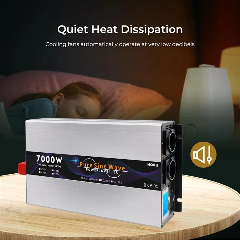 Pure Sine Wave Inverter Pure Sinus Wave 12v 24v 48v To AC 220v 230v Inverter 3000W 5000W 6000W 7000W Portable Power Bank Converter Solar Car Transformer