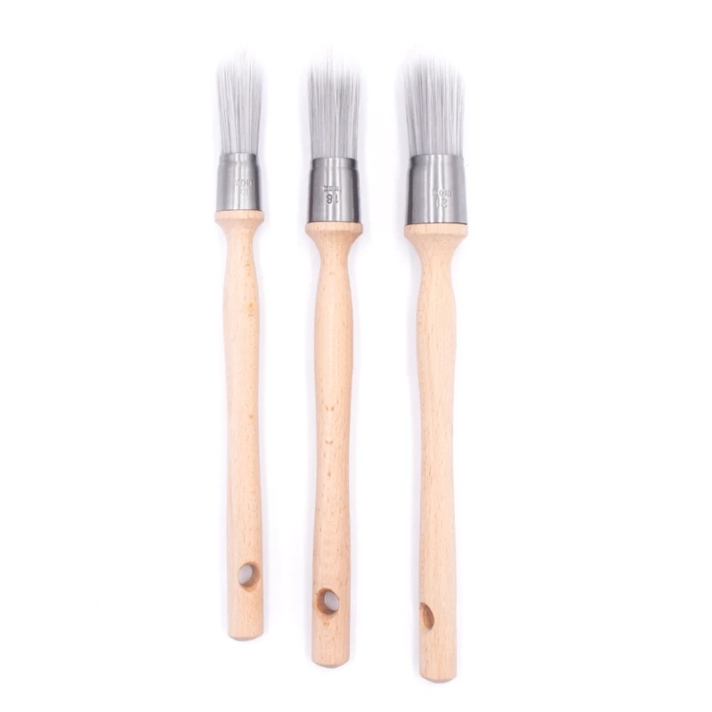 

Convenient Set of 3 Paint Brushes with Wooden Handles Painting Brush Set