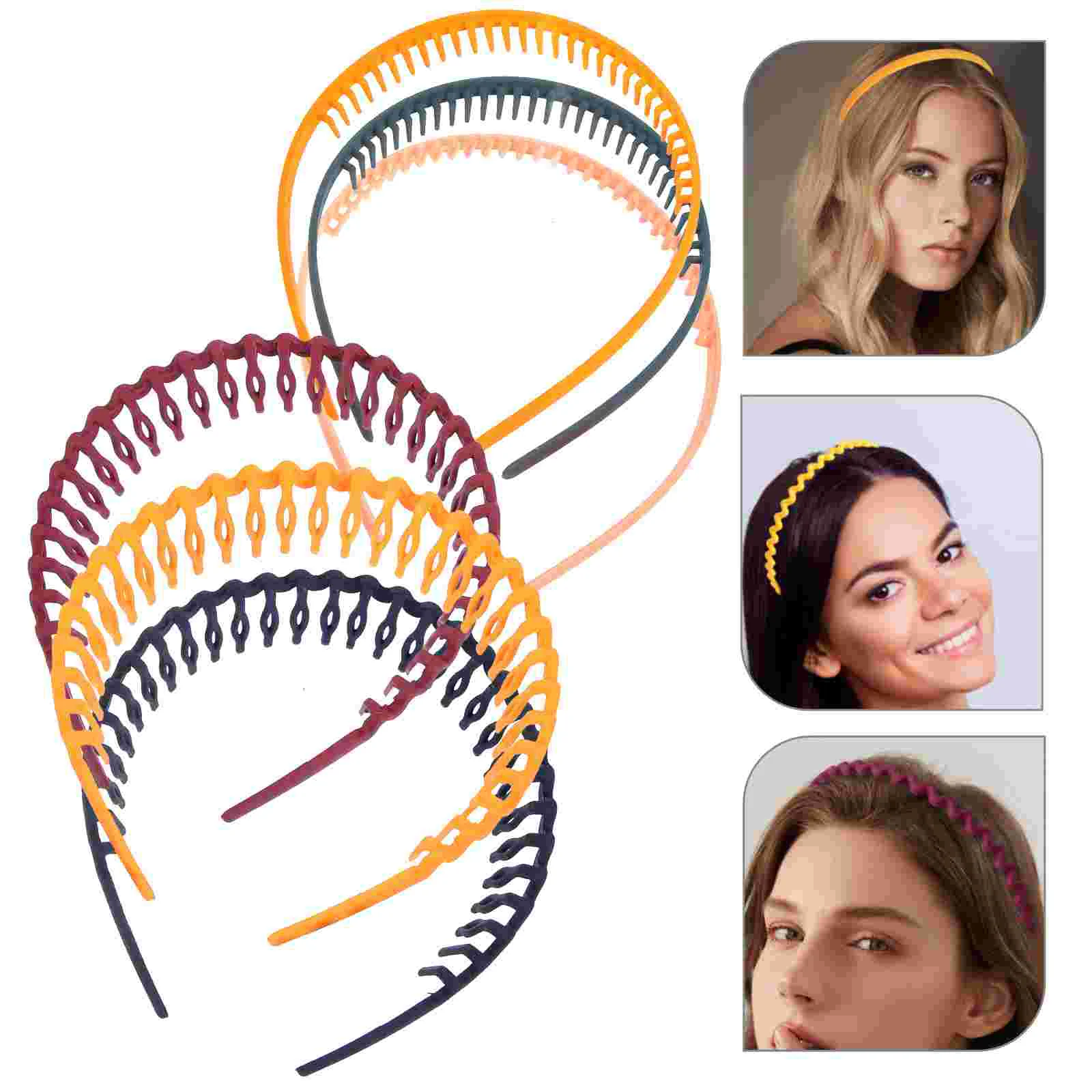 

6 Pcs Non-slip Candy Plastic Headbands Man for Men Hairband with Teeth Women Comb