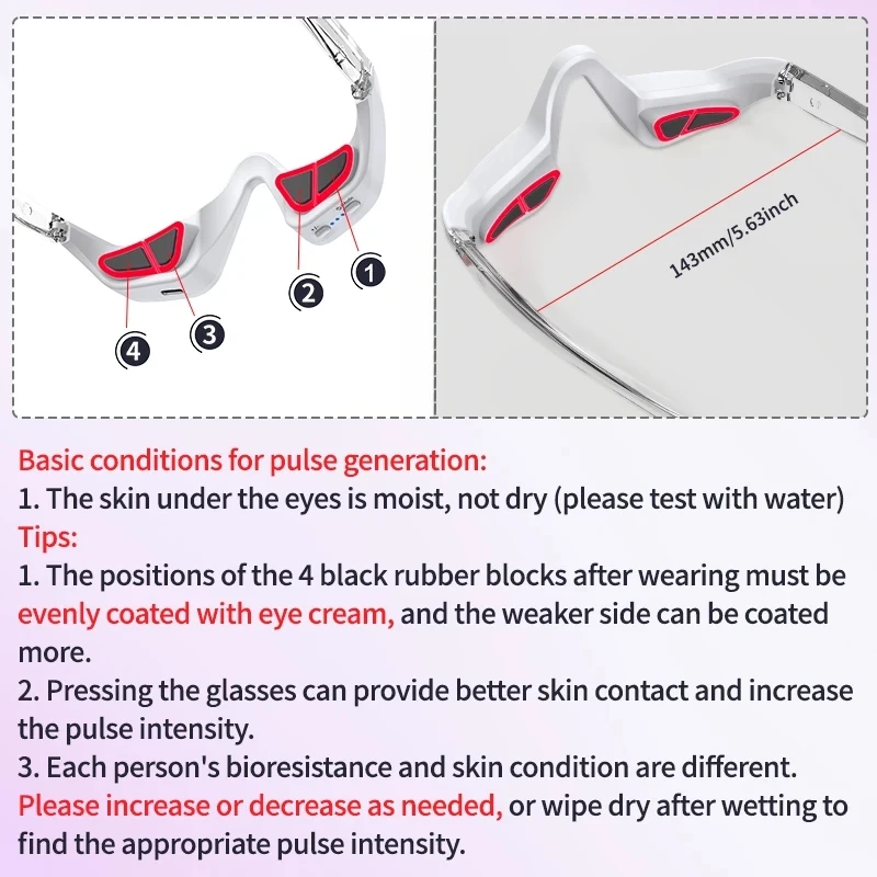 3D Red Light EMS Eye Massager Eyecare Glasses Dark Circles Puffiness Wrinkles Reduction Eye Fatigue Relaxing Beauty Care Device