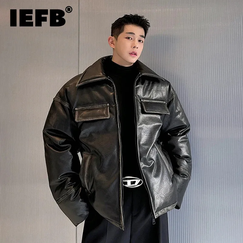 

IEFB Brush Off Men's Padded Jackets Motorcyle Style Male Coats High Street Kroean Fashion Tops 2023 Winter Stylish New 9C3702