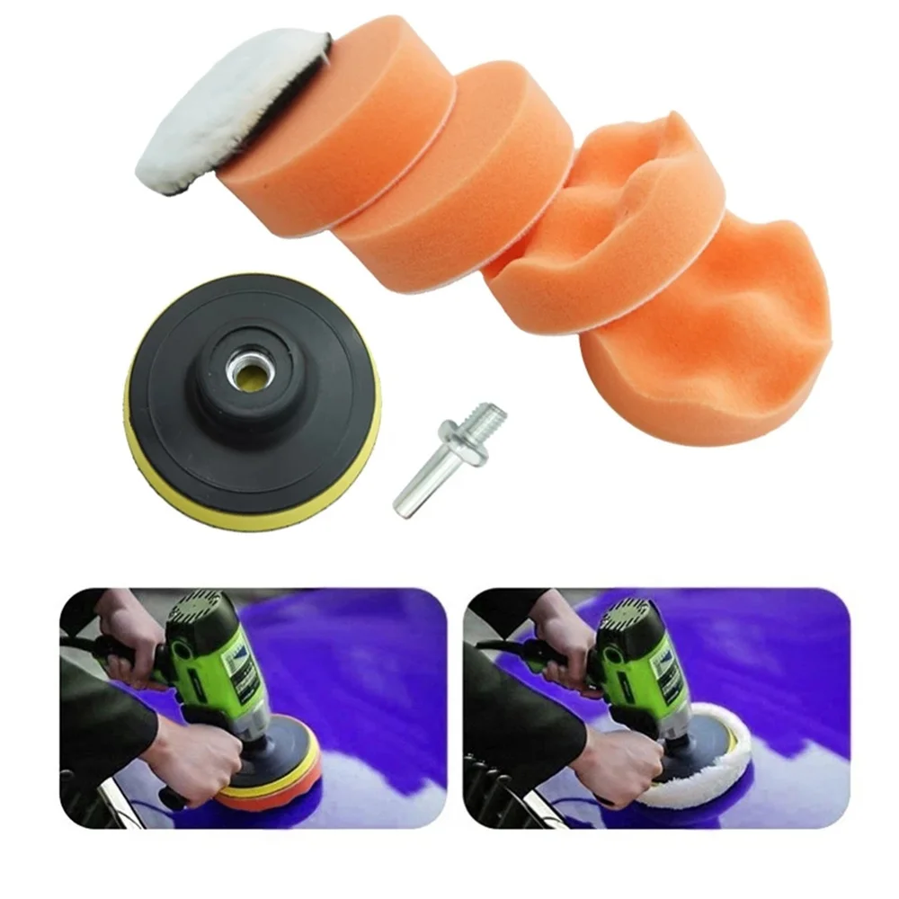 

7Pcs 3"/4"/5"/6"/7" Car Sponge Polishing Pads Set Polishing Waxing Adapter Drill Kit for Auto Care Sponge Polishing Wheels