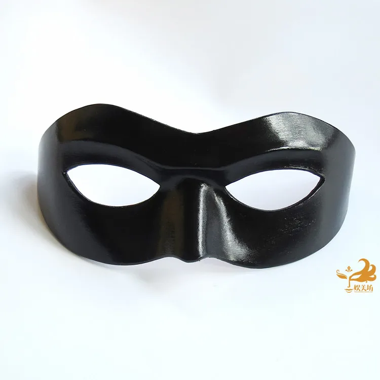 

Hero Black Mask 100% Cowhide Men's Masquerade Mask Real Leather Masked Singer Party Bar Dance Costume Props Cosplay Halloween