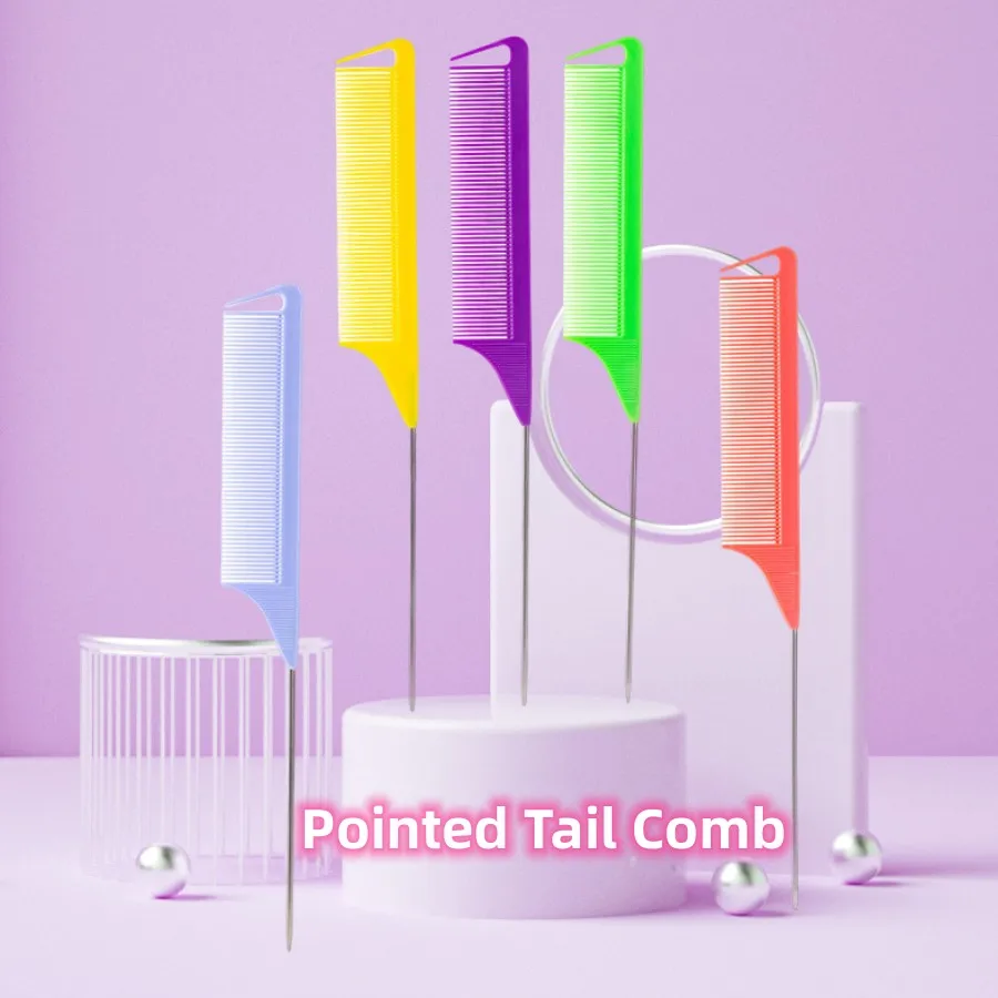 Professional Candy Color Pointy Tail Hair Styling Comb Set - 5/12 Pieces