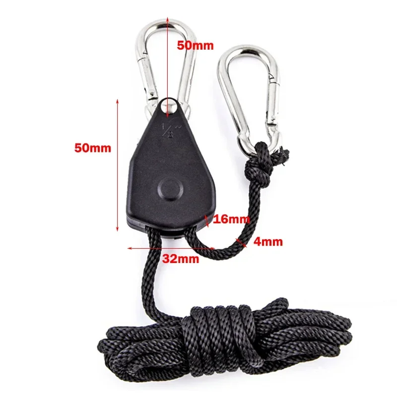 6pcs Rope Pulley 1/8 Lift Pulley Lifting Hook Canoe Boat Bow Stern Rope Sky Curtain Tent for Camping/Growing Plant Lamp