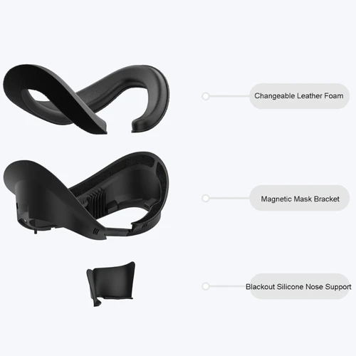 VR 페이스 인터페이스 브래킷 스폰지 페이스 패드 교체, 세척 가능한 땀 방지 가죽 VR 페이스 커버, Pico 4 VR 헤드셋용 4