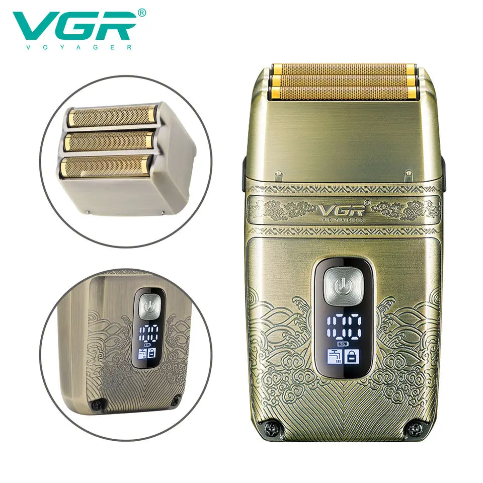 Original VGR Metal Wet Dry Electric Shaver For Men Beard And Hair Facial Electric Razor Balds Head Shaving Machine Rechargeable electric shaver electric razor rotary shaver electrical rotary shaver cordless shaver