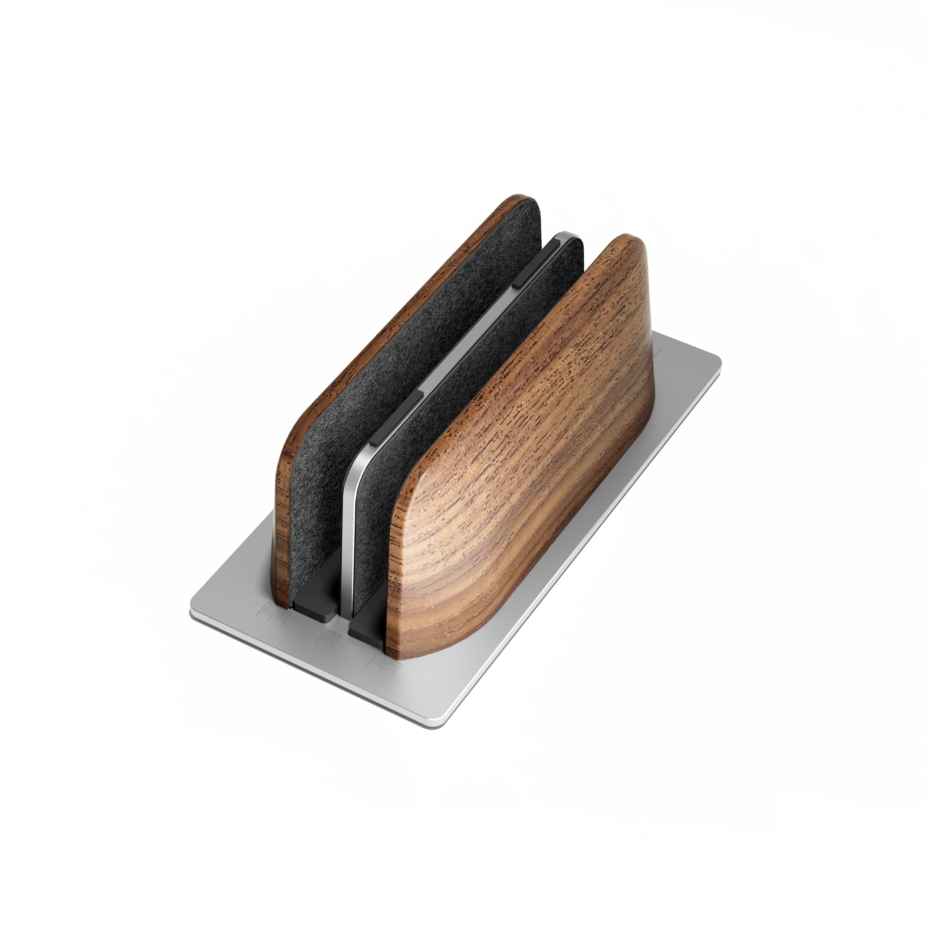 HPERGO Adjuatable Portable Vertical Laptop Stand Dual Slot Walnut Wooden Laptop Holder Vertical for Office