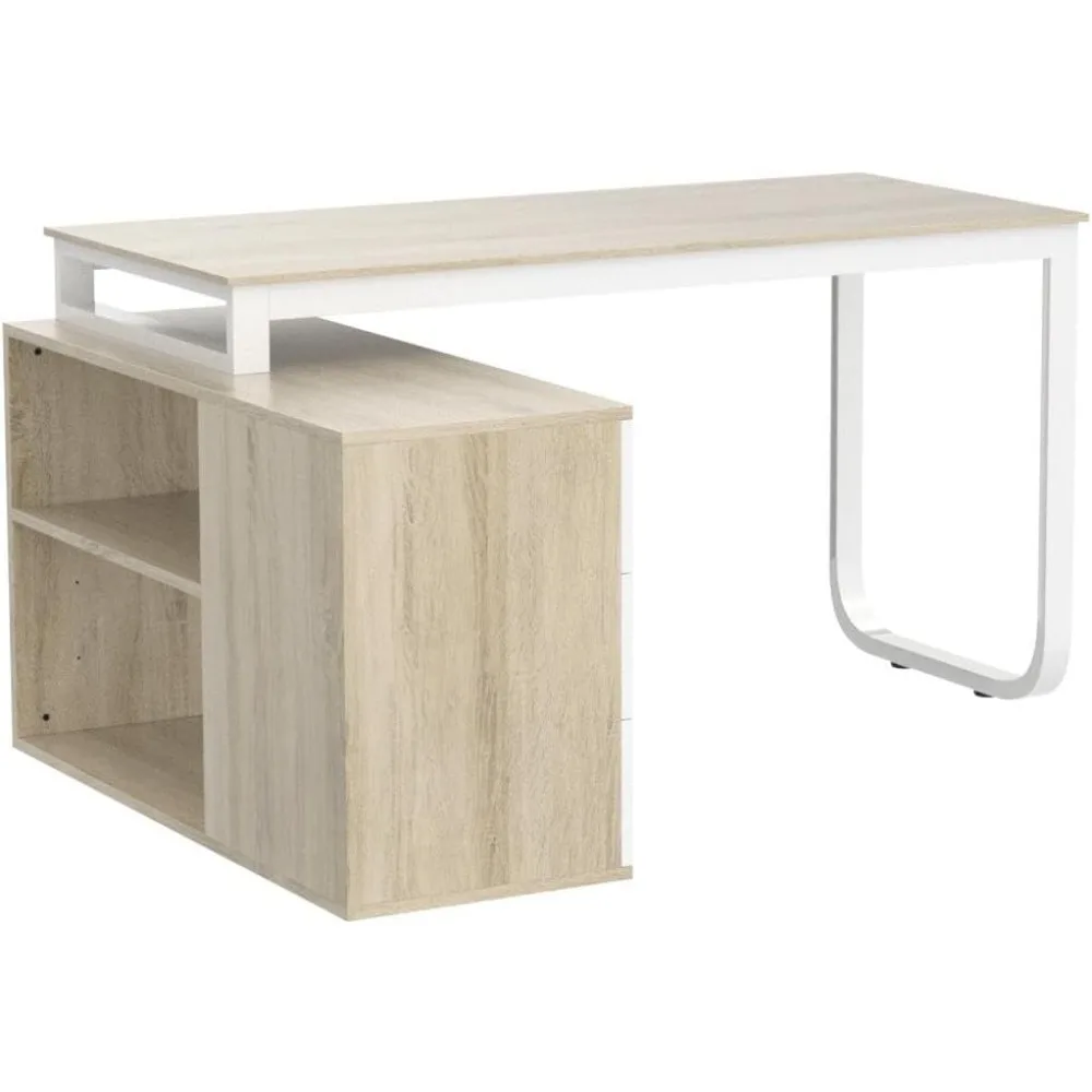 Home Office Computer Desk Corner Table with 3 Drawers and 2 Shelves, 55 Inch Large L Shape Study Writing Desk with Storage | Sale Bangladesh Home Office Computer Desk Corner Table with 3 Drawers and 2 Shelves, 55 Inch Large L Shape Study Writing Desk with Storage Sale Bangladesh