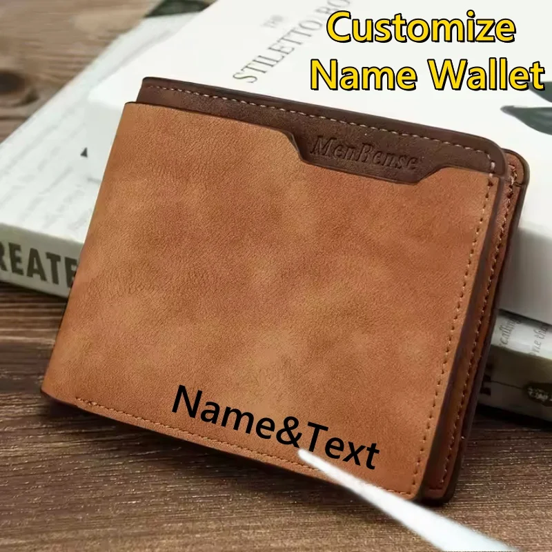 Personalized Vintage-Style Brown Faux Leather Wallet