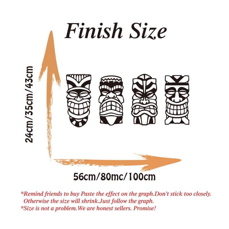 4Pcs Tiki Masks Wall Sticker Bedroom Bar Pub Art Wall Decal Bedroom Kitchen Home Decor