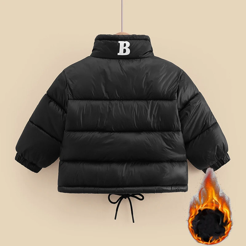 Girls Winter Coat Letter Pull Rope Zipper Warm Down Boys Jacket Kids Jackets for Boys Casual Kids Parka Overcoat 2-13 Year