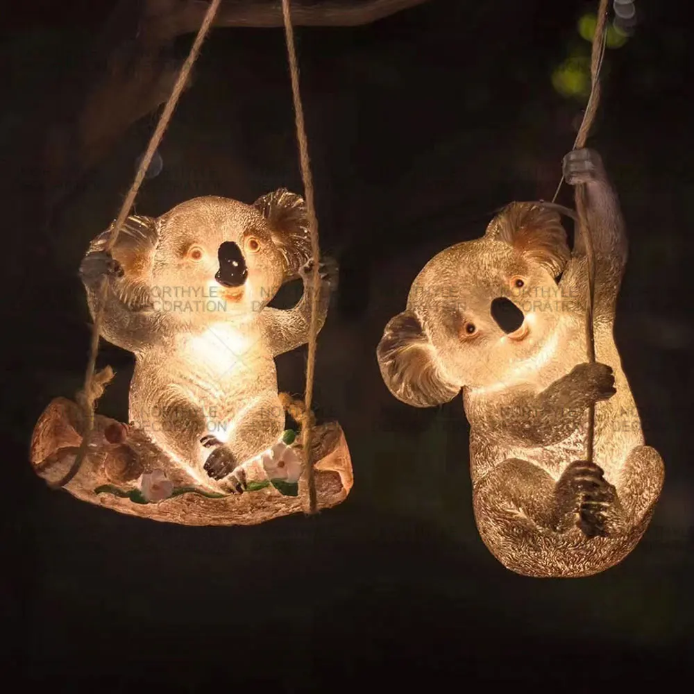 Fiberglass Koala Figurine LED Cute Animal Outdoor Landscape Lighting Lamp Wedding Home Garden Decoration