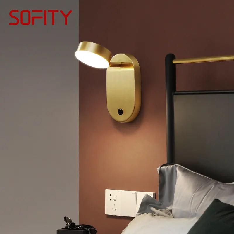 

APRIL Nordic Copper Wall Lamp LED 3 Colors With Switch Brass Gold Sconce Light For Decor Home Living Room Bedroom Aisle
