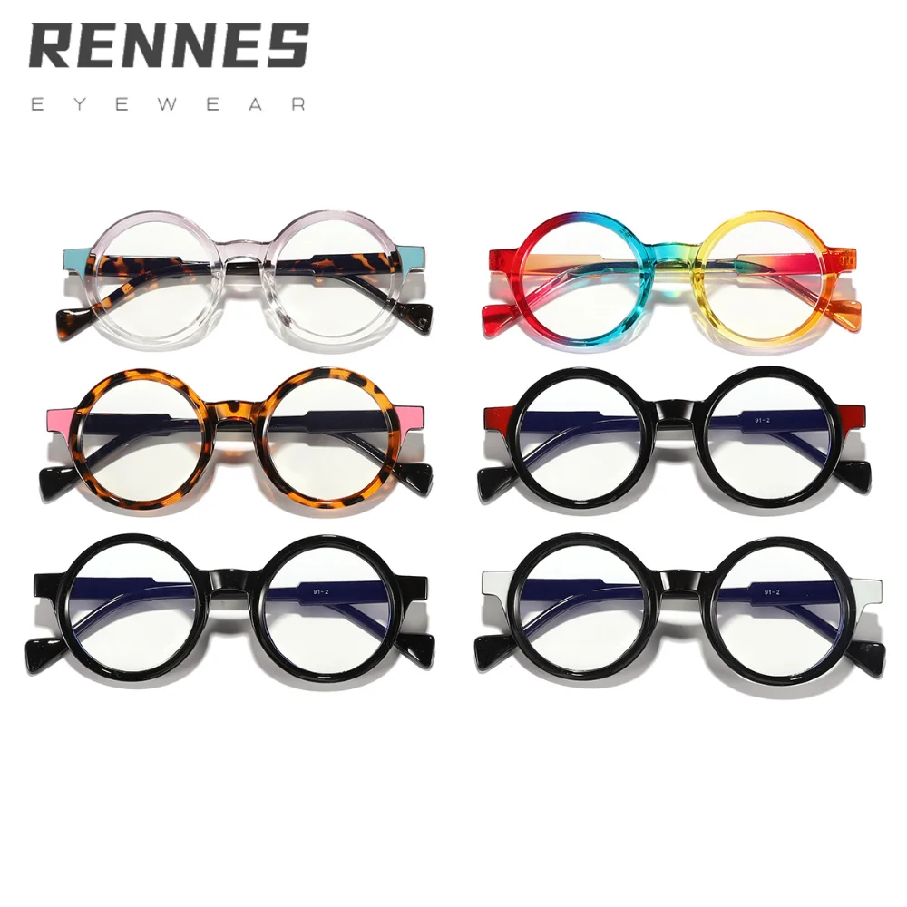 Computer Glasses Round Frame Reading Glasses Anti-Blue Glasses Contrast Color Spectacles For Computer Usage Office Work For Men