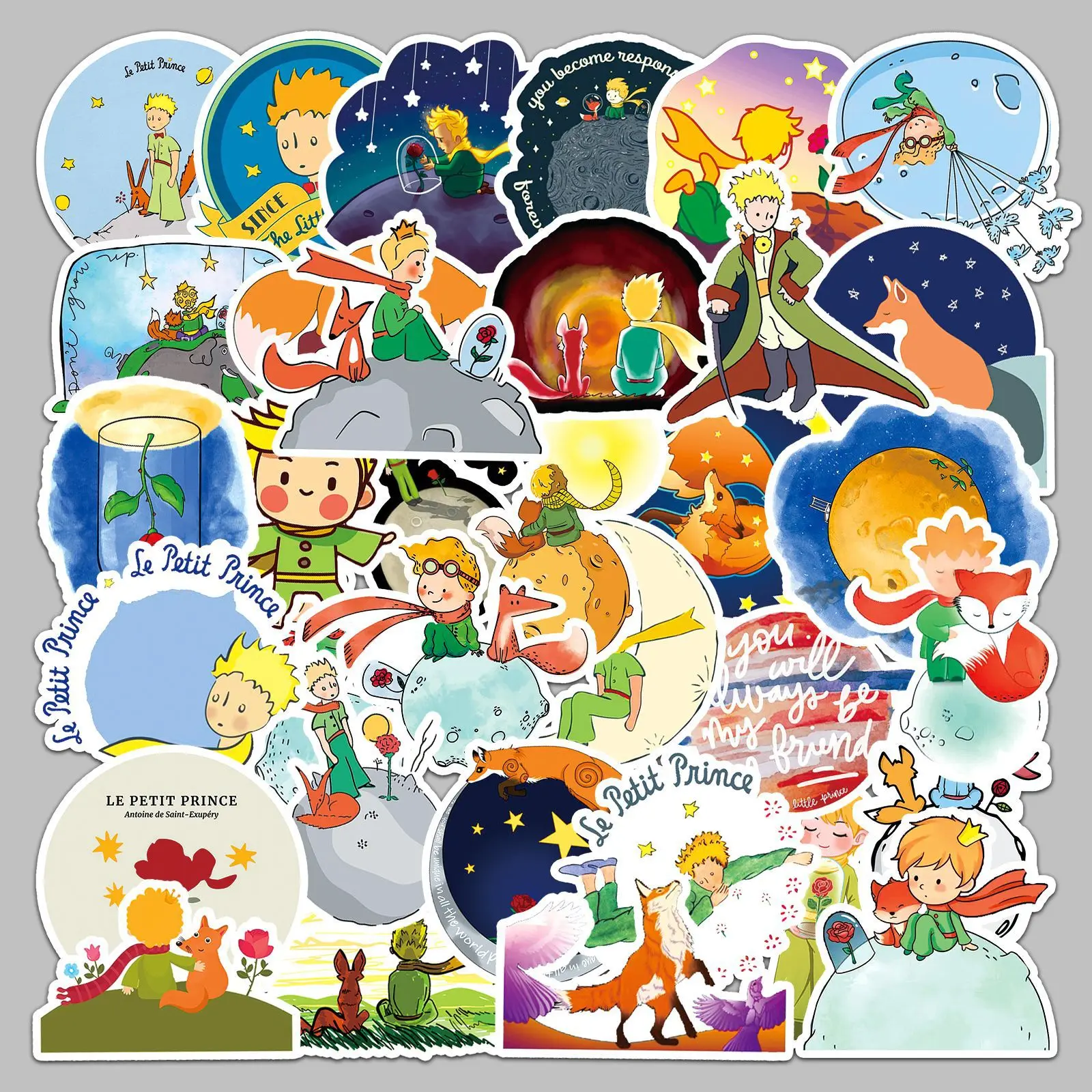 Little Prince Cartoon Children's DIY Phone Case Notebook Milk Tea Cup Decoration Waterproof Sticker 50pcs