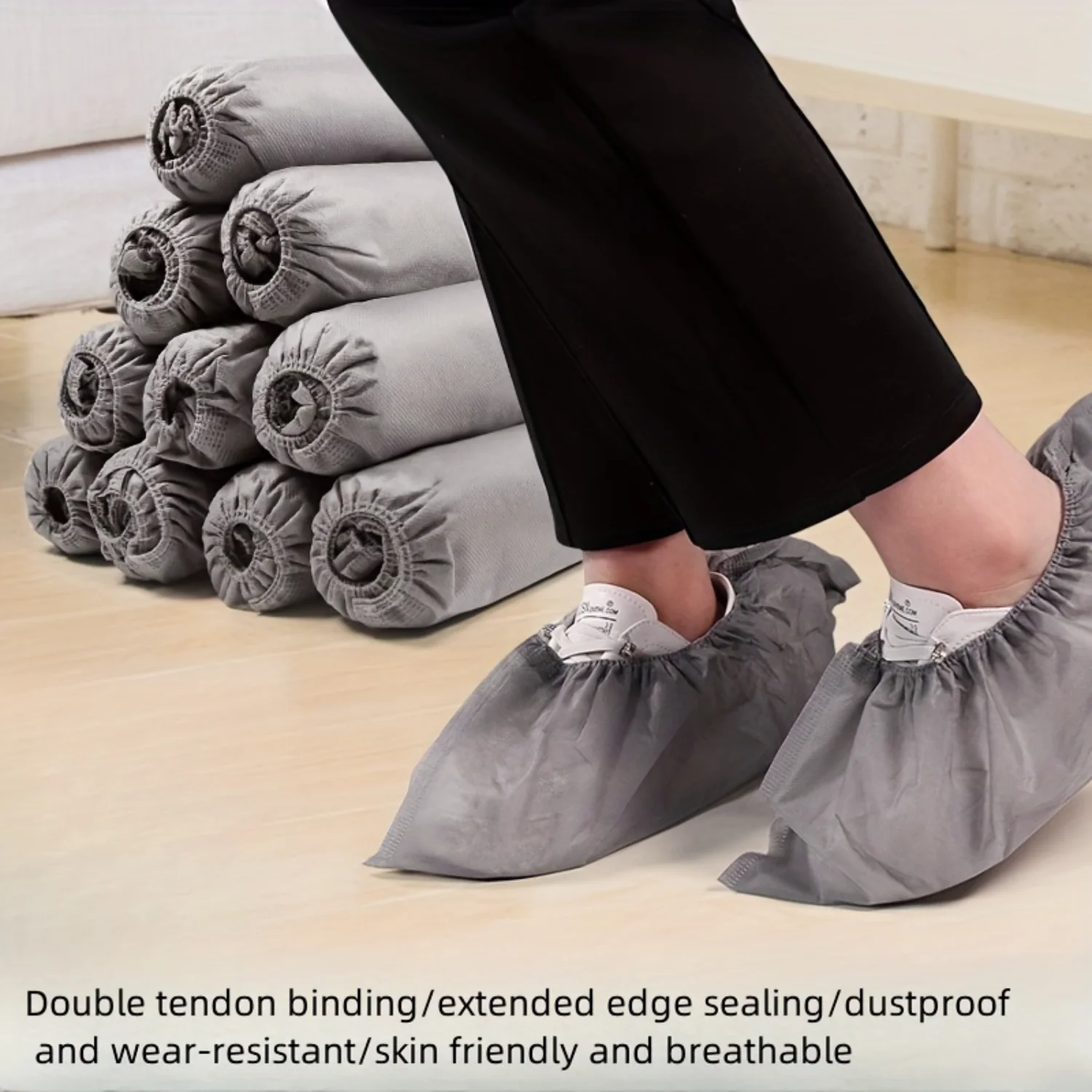 100PCS Waterproof & Non-Slip Shoe Covers-Reusable in Dry Conditions, Easy-On/Easy-Off Design-Ideal for , Office, Hospital Vi