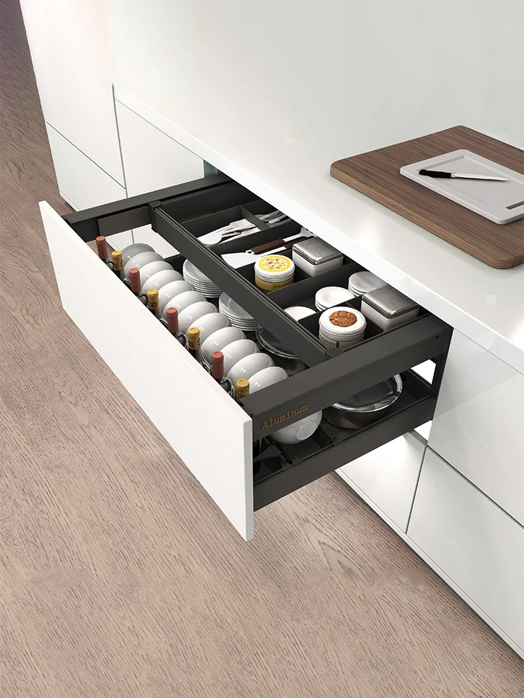 

Kitchen pull-out basket, double layer drawer type, all aluminum suction cup basket, double layer storage, Blum track storage bas