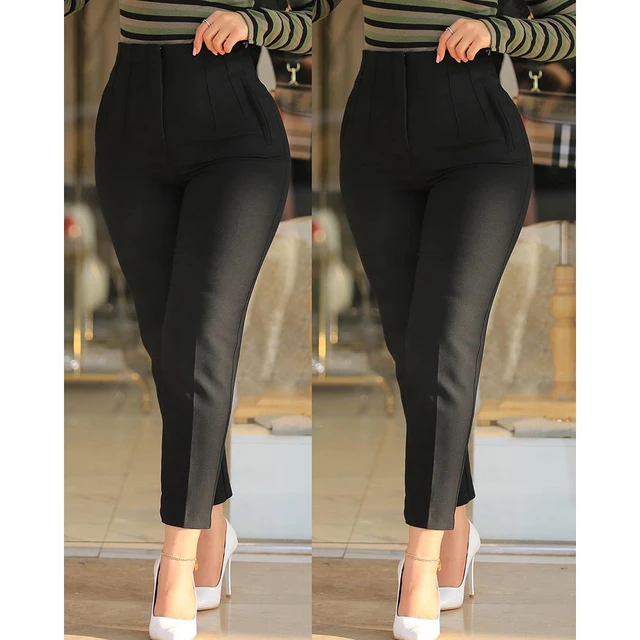 Women High Waist Cropped Work Skinny Pencil Pants 2023 Spring Sexy