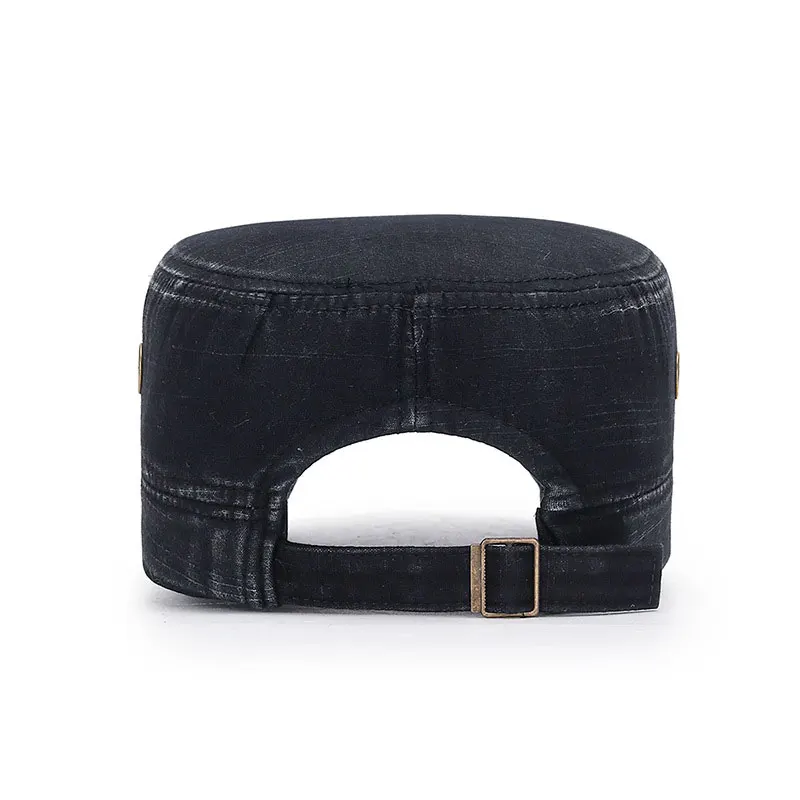 Unisex Baseball Cap Vintage Cadet Top Cap Washed Cotton Fashion Adjustable Flat Top Hat for Men Women 4