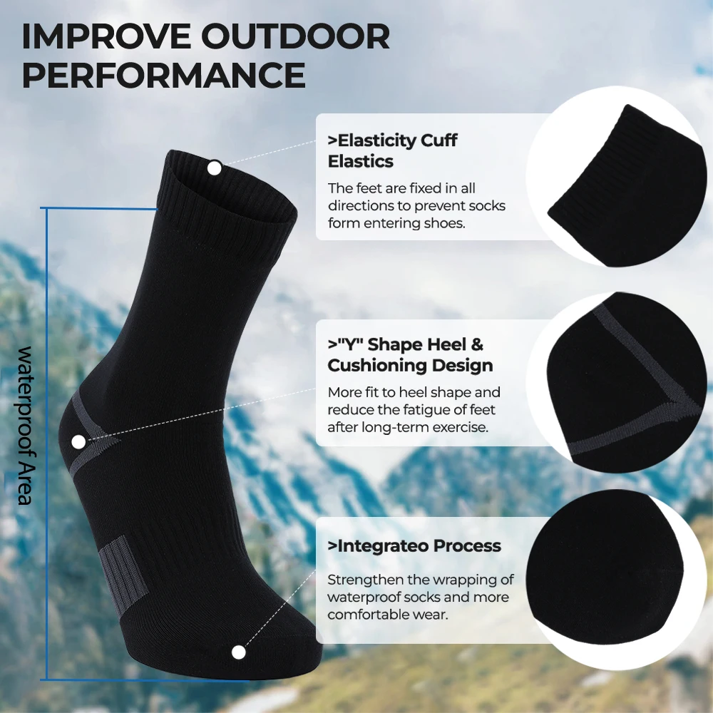 Men&rsquo;s Waterproof Hiking Socks Breathable Moisture Wicking Outdoor Athletic Hiking Wading Trail Running Skiing Warm Winter Socks