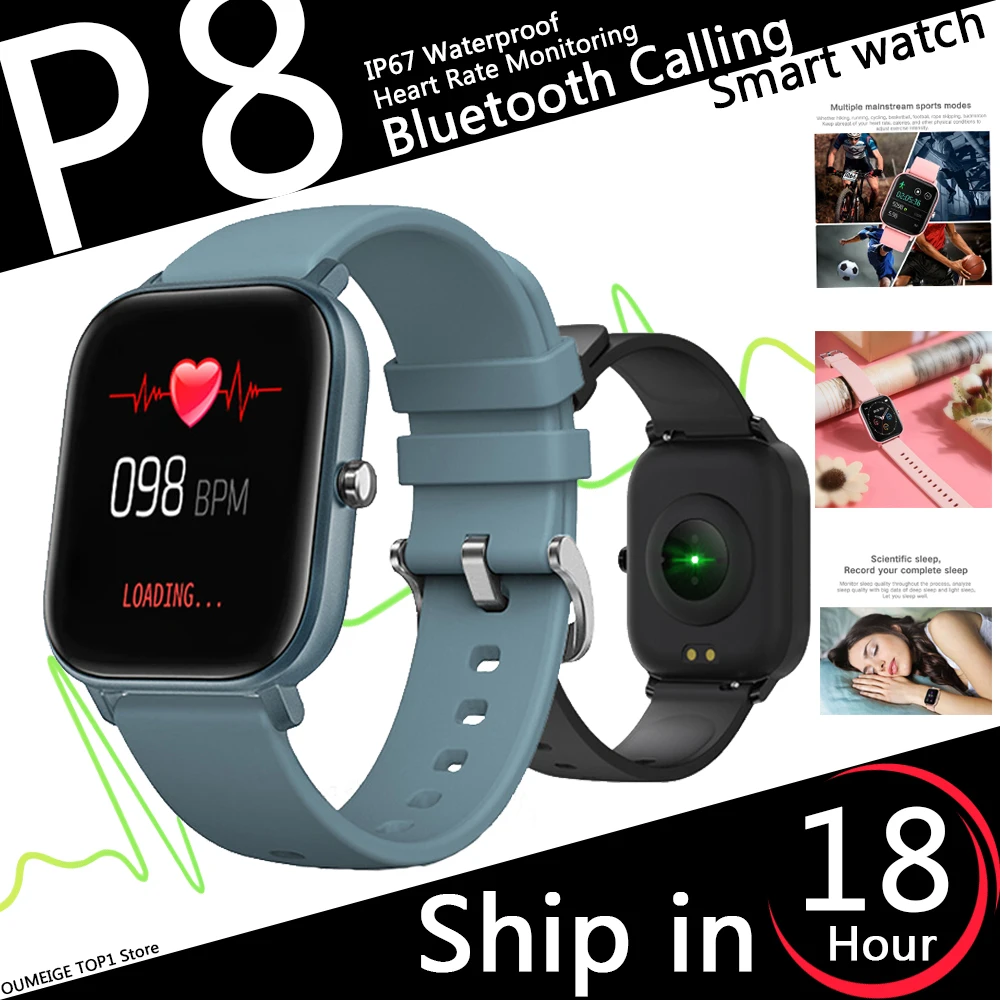 

Sports Smart Watches Bluetooth Calling 2022 New P8 Intelligent Bracelet Women Men Fashion Big Screen Smartwatch Steps Heart Rate