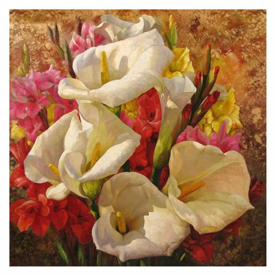 

5D DIY Diamond Painting Flower Cross Stitch Beautiful Calla Lily Needlework Home Decorative 3D Full Square Diamond Embroidery