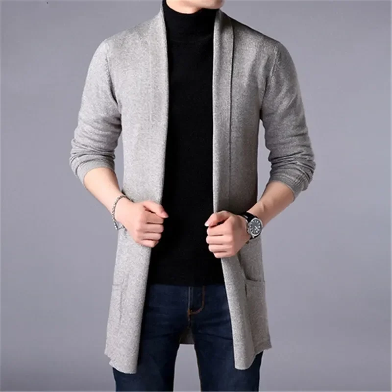 

Coats Men New Fashion Autumn Men's Slim Long Solid Color Knitted Jacket Fashion Men's Casual Sweater Cardigan