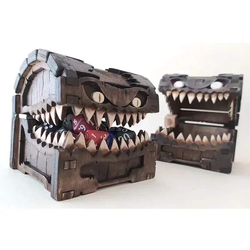 

In Stock Dungeons & Dragons Game Figures Wooden Mimic Figure Dnd Creative Monster Treasure Chest Figurine Box Halloween Toy Gift