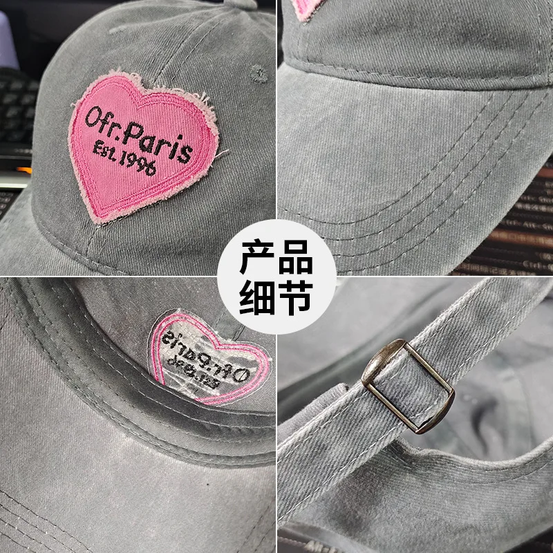 Y2K Pink Bow Baseball Cap Women - Korean Washed Denim Snapback Summer Adjustable Embroidered Dad Hat for Girls