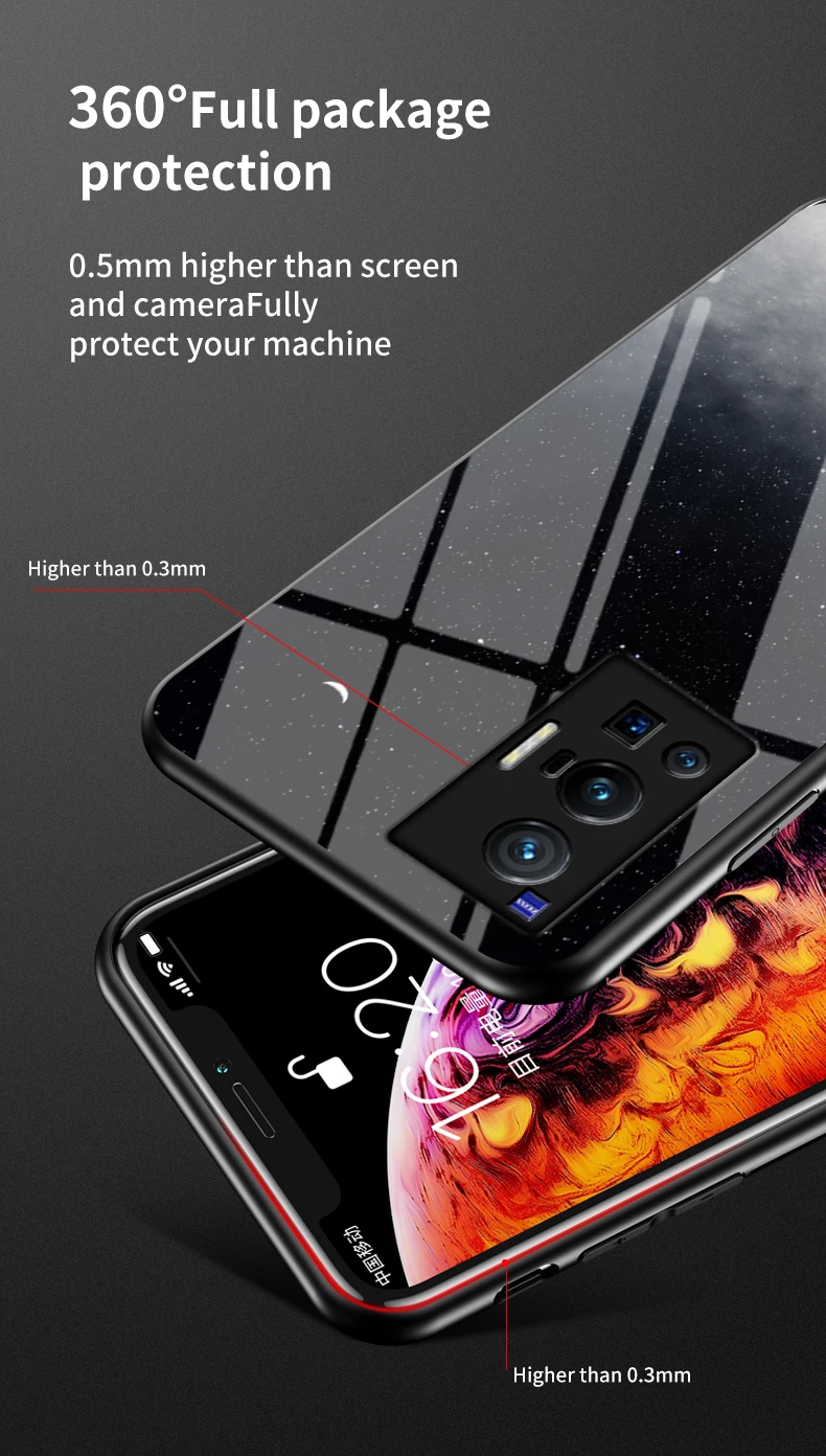 X80 Pro Plus-deksel DECLAREYAO hardt glassdeksel for VIVO X70 X60 X50 X30 X27 X23 X20 X9 S-deksel Silikon Ultra Slim Tempere_voghion.com