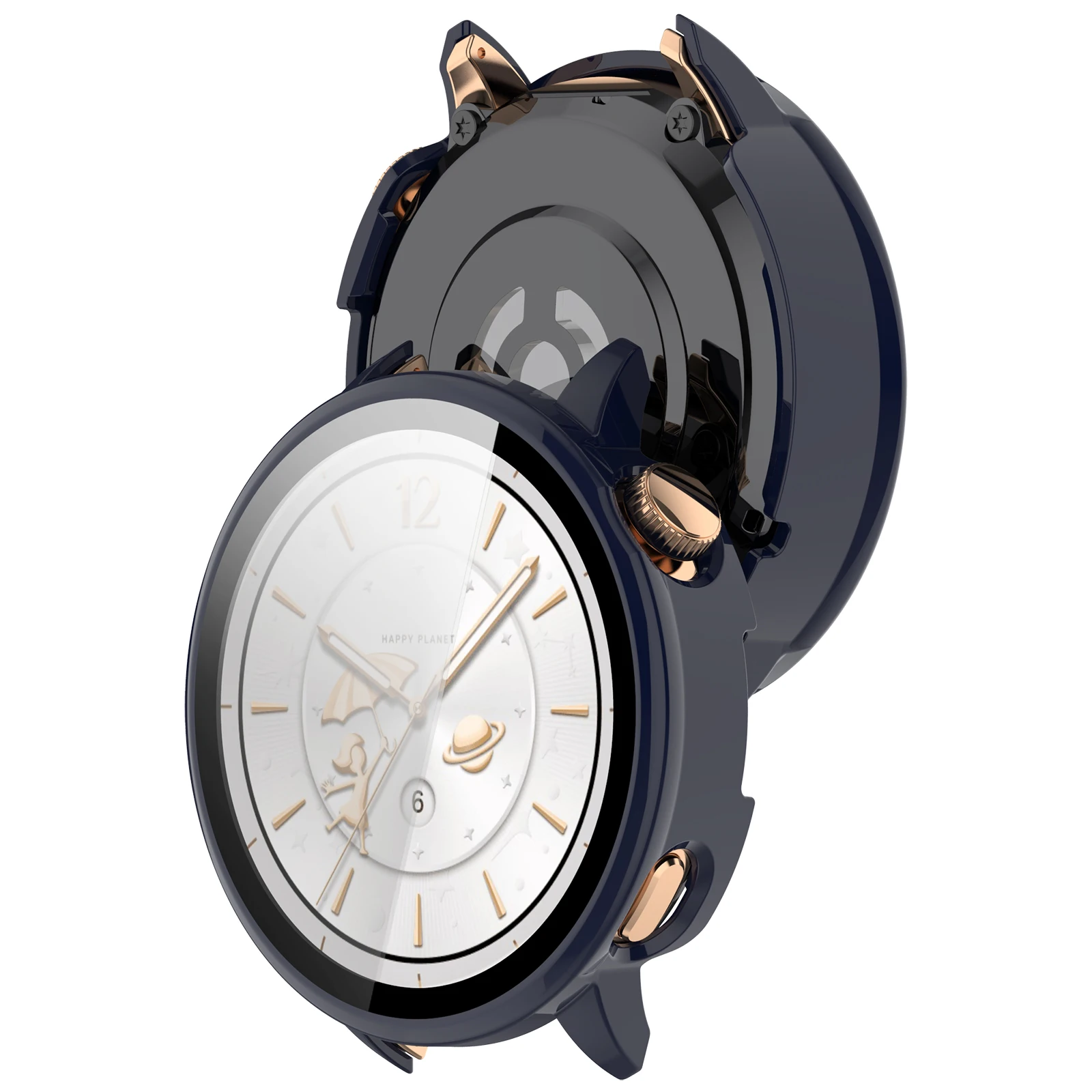 PC Case with Tempered Glass for Smart Watch - All-around Bumper Protective Cover and Accessories