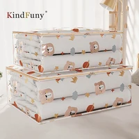 KindFuny Foldable Clothes Storage Bag PEVA Clothing Organizer Wardrobe Closet Organizer Pillow Quilt Blanket Bag Home Organizer 1