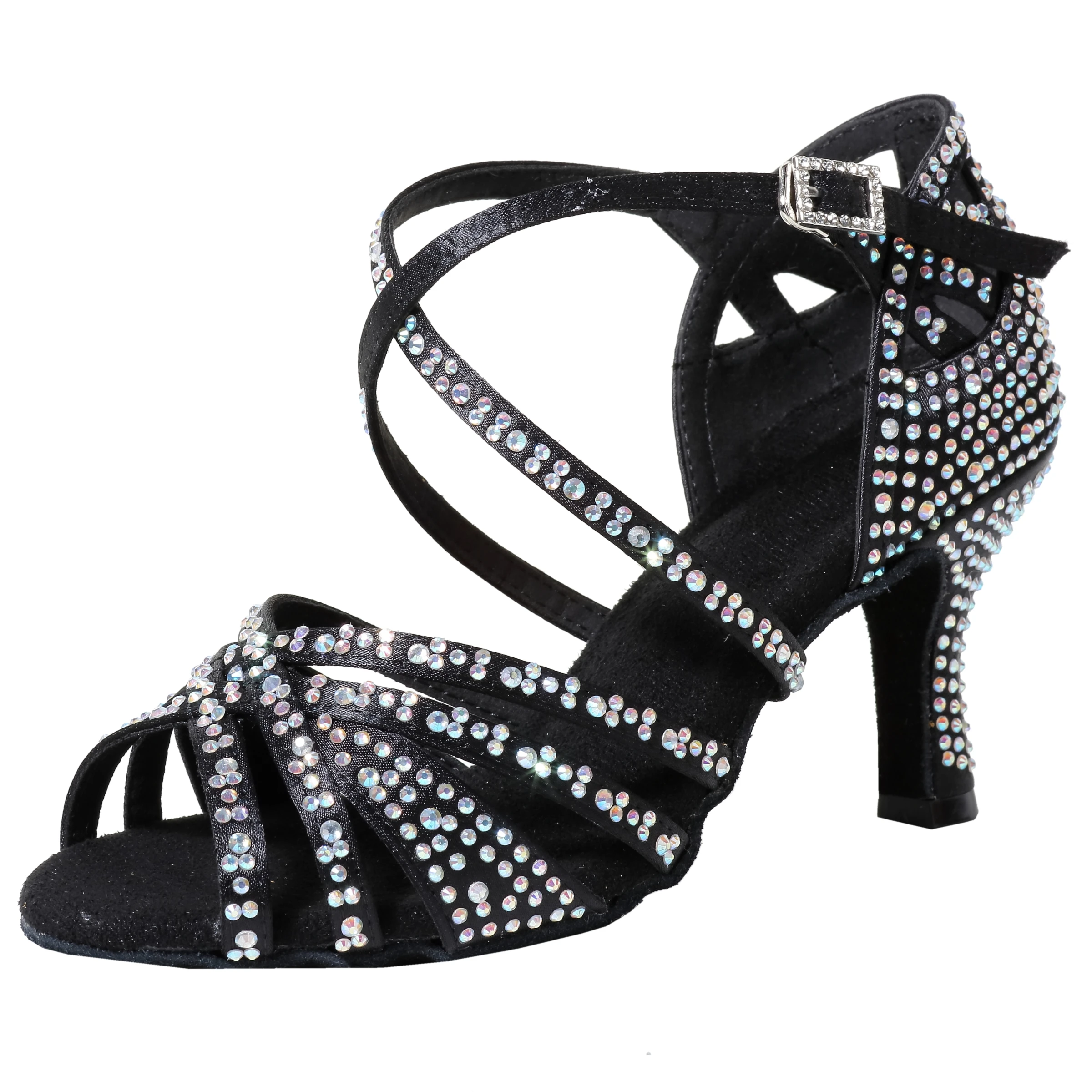 New Latin Dance Shoes, Female Hot Diamond Dance Shoes, National Standard Cha Cha Dance Shoes, Square Dance Sandals, 7.5cm Heel 5
