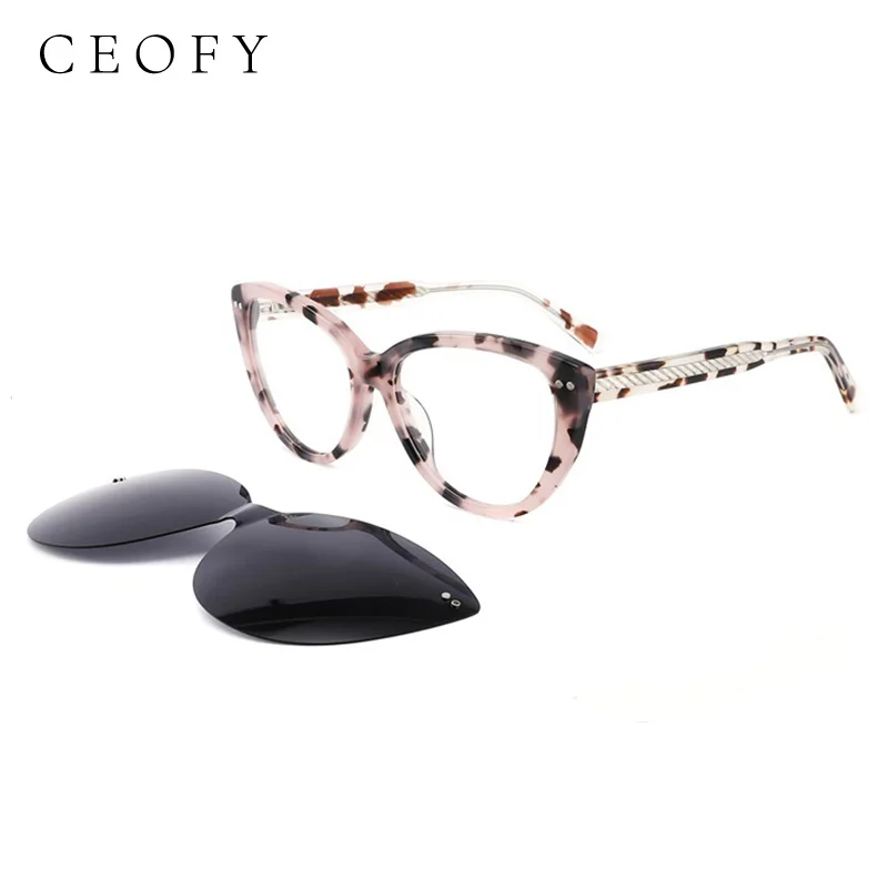 

Женские оптические очки Ceofy, винтажные поляризационные солнцезащитные очки в оправе кошачий глаз