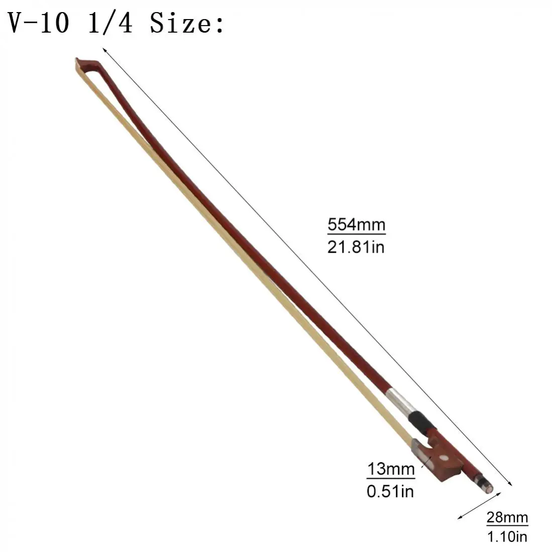 Violin bow multiple sizes jujube wood white horsehair