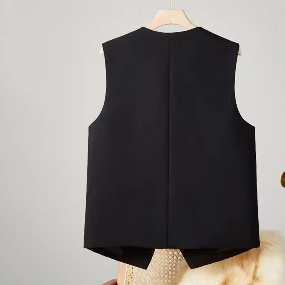 

Women Suit Vest Elegant Women's V Neck Business Vest Sleeveless Single-breasted Waistcoat Professional Commute Style Cardigan
