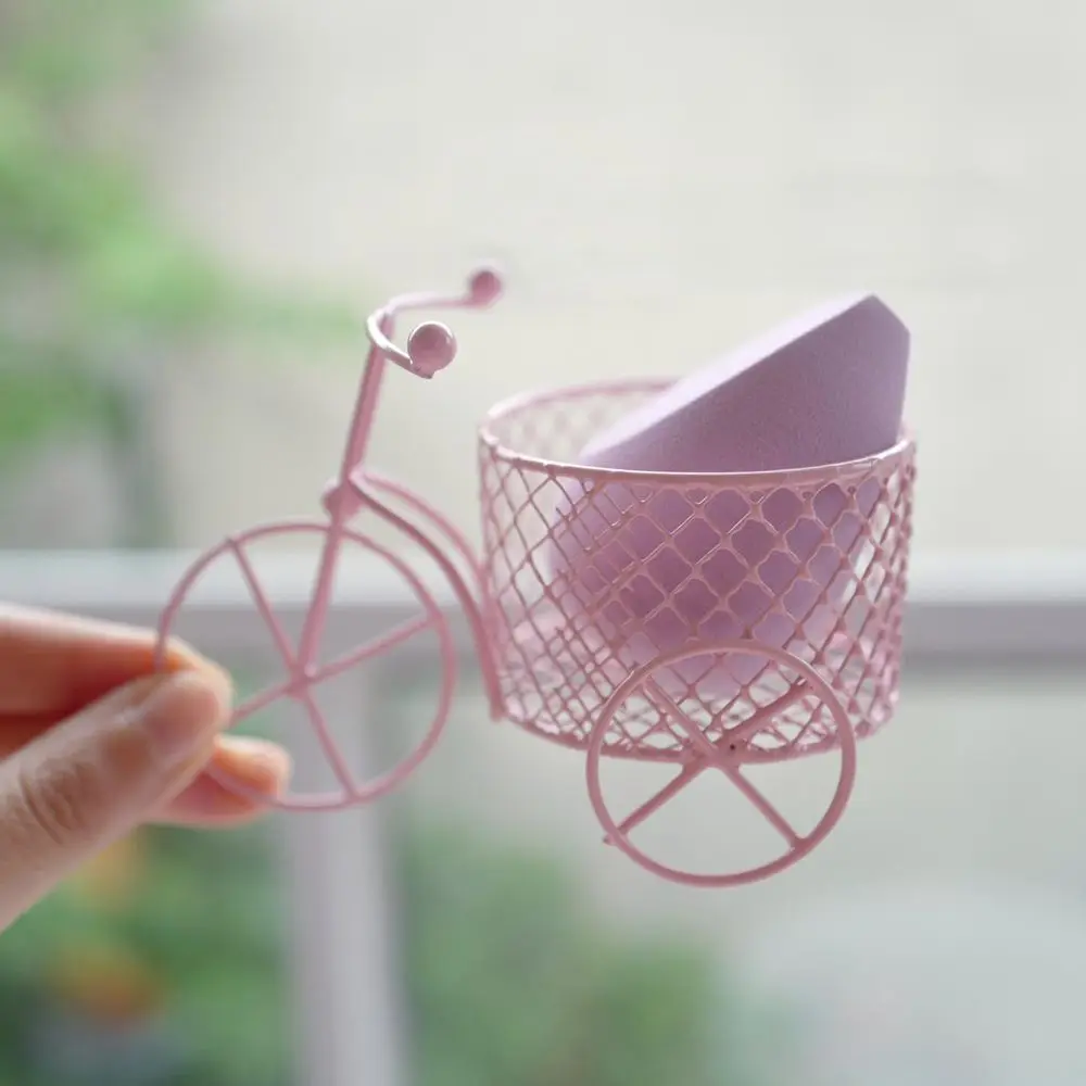 Mini Ornaments Iron Tricycle Retro Beauty Sponge Storage Jewelry Container Art Decoration Cute Shelves Closet Home Organizer