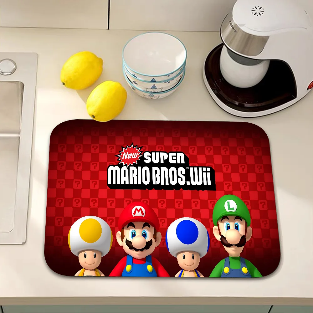 Game Super M-MarioS-S Kitchen Dish Mat Absorbent Dining Table Mats Retro Non-slip Placemat Coffee Dish Tableware Mat Home Decor 5