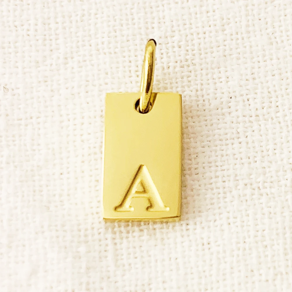 Elegant Stainless Steel Alphabet Charm Pendant for Necklaces - Engraved Lettering Women's Fashion Accessory