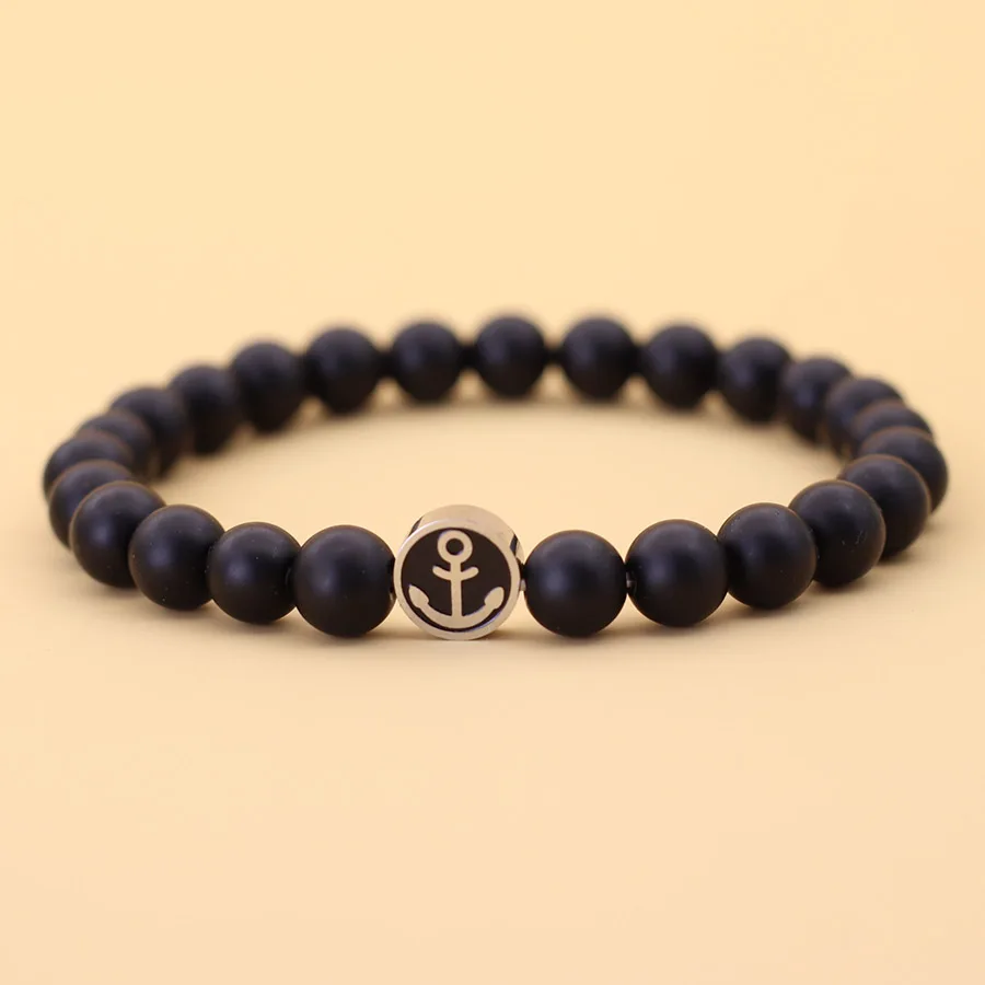 Neues Edelstahl-Ankerarmband für Herren, 8 mm, Edelstein, Stretch-Perlenarmband, Tigeraugen, Lava-Heilarmband, Geschenk für Ihn, Joias – Detail 8