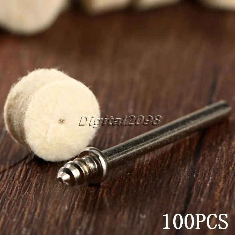 Yetaha 100 pcs 13 mm Felt Wool Polishing Buffing Round Wheels Grinding Pad with 4 pcs Dia 3.2 mm Shanks for DREMEL Rotary Tools