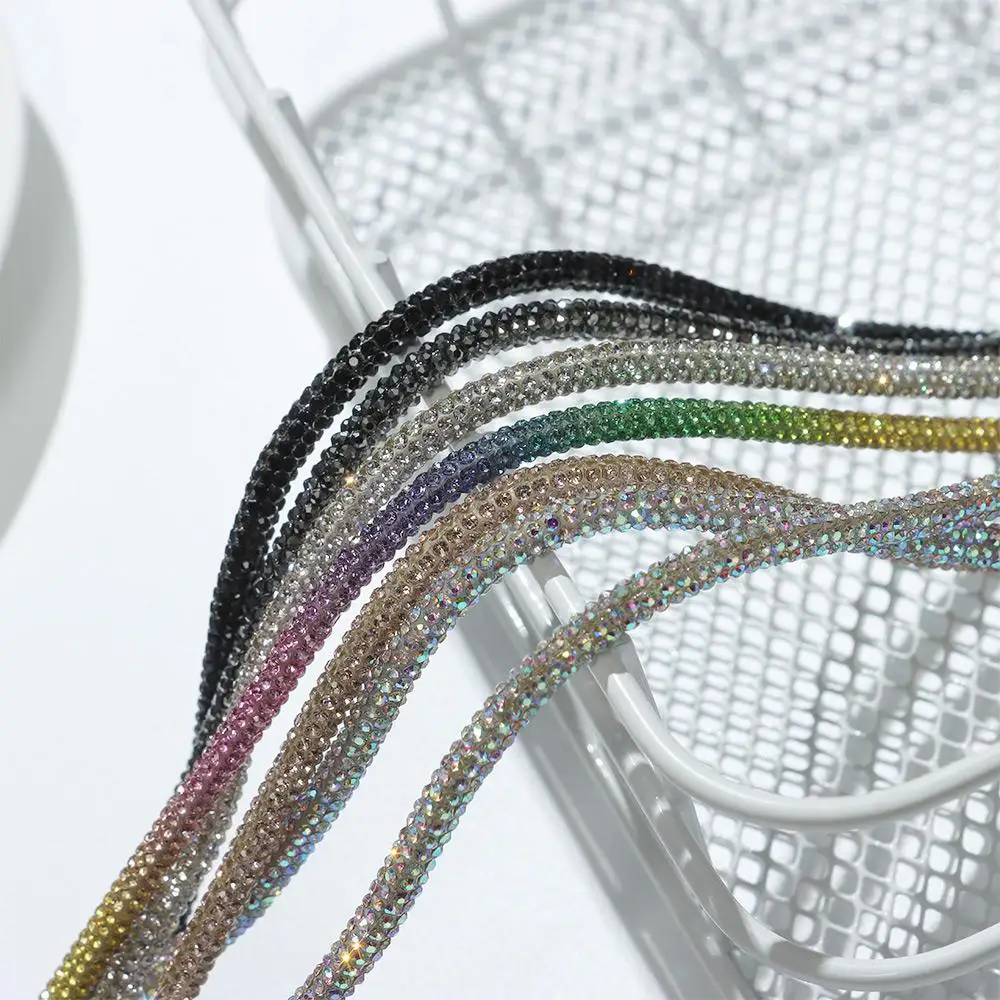 Luxury Rhinestone Shoelaces Rainbow Diamond Shoe laces Sneakers Laces Round Shoelace 100/120/140/160CM 1Pc DIY Strings rhinestone shoe lace