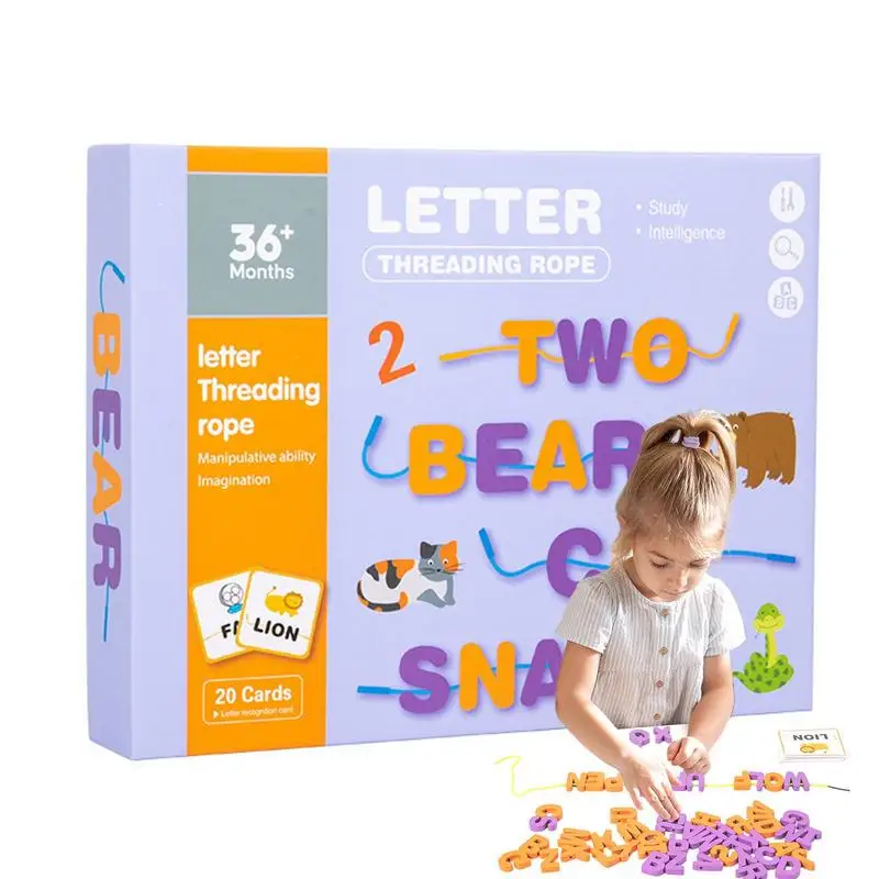 

ABC Letter Toys For Kindergarten Wooden Colorful Alphabet Threading Toys Fine Motor Skills Toys For Parent-Child Interaction