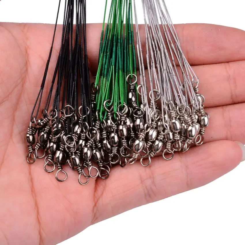Fishing Line Fishing Tackle Fishing Leashes Aorace 15/20/25/30/50cm Stainless Steel Wire Leader Fishing Leash With Swivel Anti-bite Line Leadcore For Lure Accessories Pike