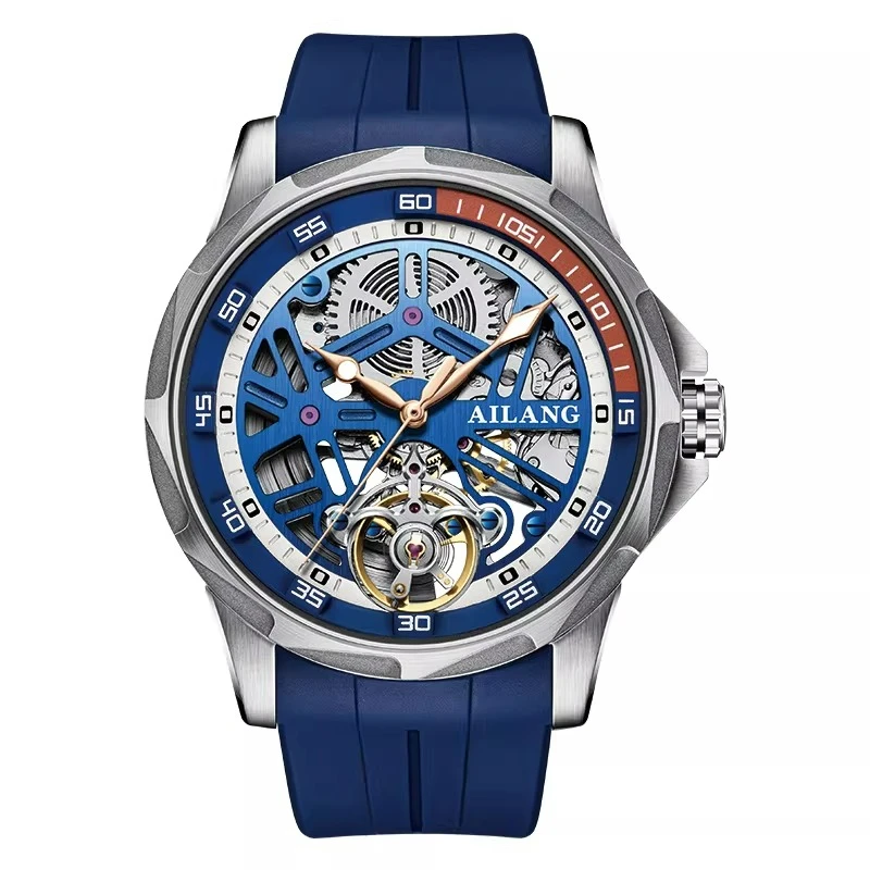 AILANG Luxus Herren Automatik-Mechanische Uhr Skelett Tourbillon Armbanduhr Wasserdicht Sport Mode Casual Zeitmesser für Männer – Detail 4
