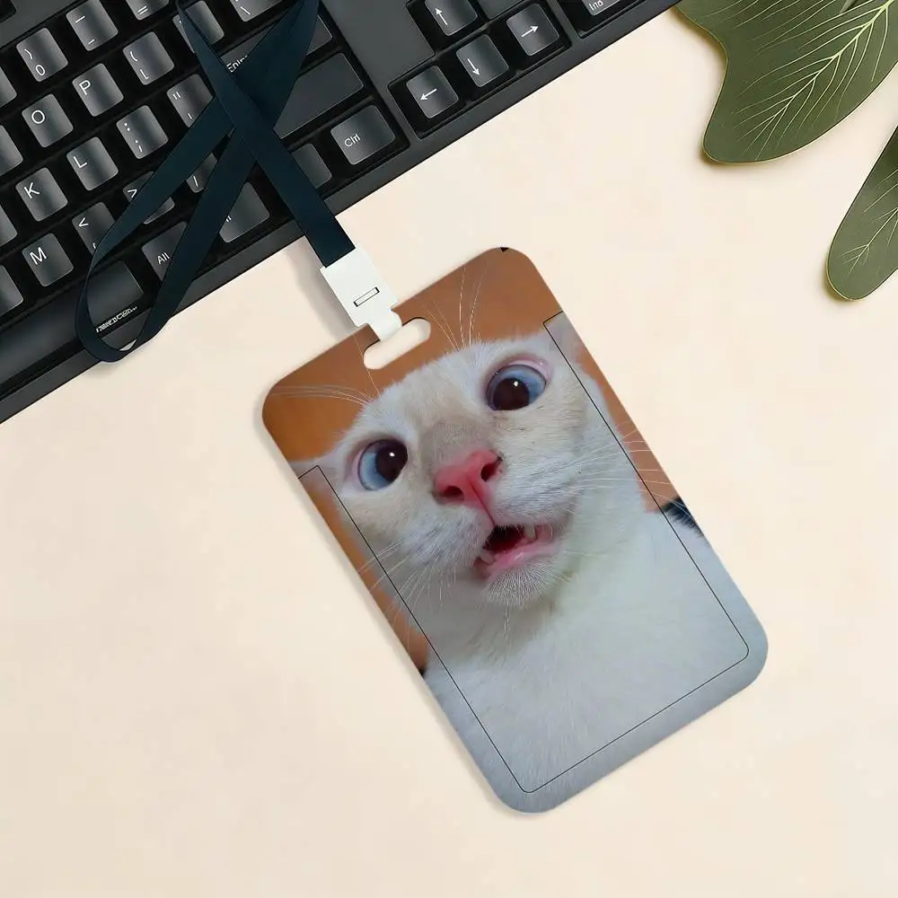Niedlicher Katzen-Meme-Kartenhalter, lustiges Kartenetui für Bank-, Kredit-, Studenten-, Ausweis-, U-Bahn-, Arbeits- und Ausweiskarten – Detail 11