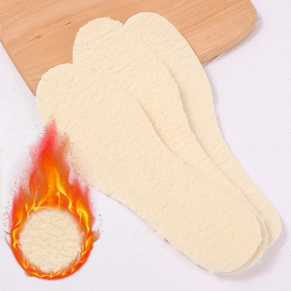 Winter Woolen Fleece Padded Thicken Warm Imitation Lamb Wool Cold-proof Insoles Snow Boots Foot Pads Soft Shoes Cushion_voghion.com