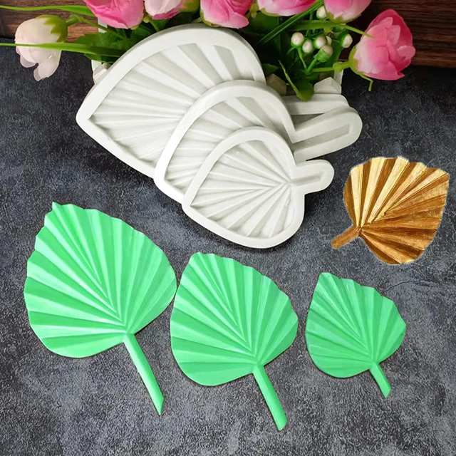 Pálma Levél Szilikon Cukor Kézműves Penész Teknős Levelek Ventilátor Alakja Epoxi Gyanta Szerszámok Cupcake Sütő Fondant Sütemény Díszítő
